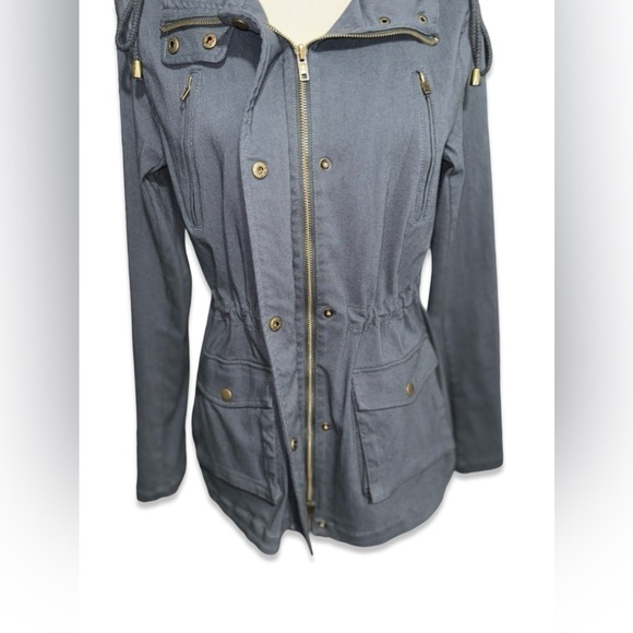 EDEN SOCIETY Holly Contrast Hood Cargo Jacket blue/gray size medium coat - Picture 6 of 13